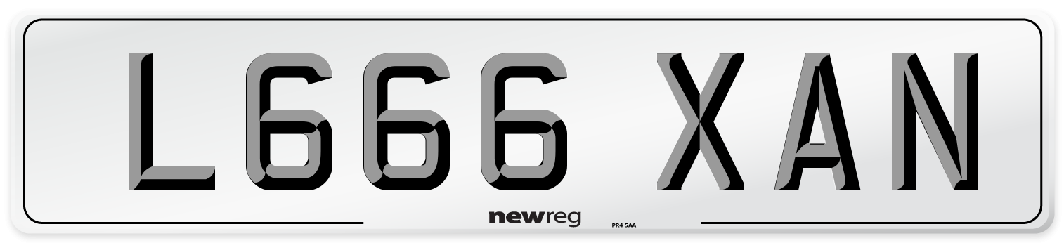 L666 XAN Number Plate from New Reg